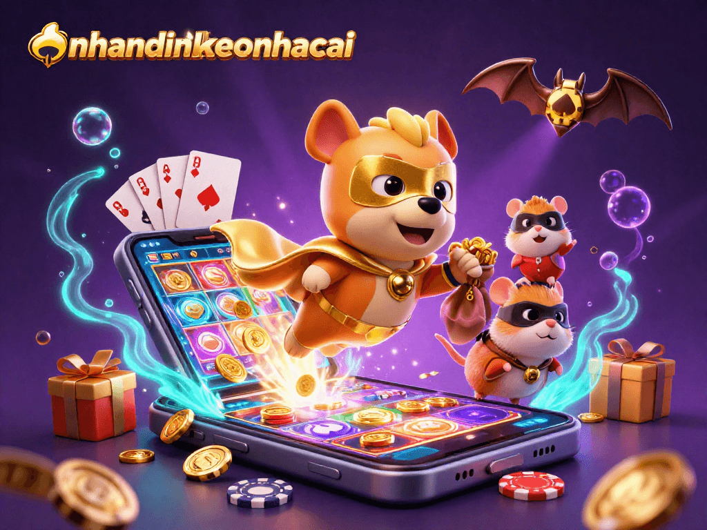nhandinhkeonhacai showcases an exciting 3D casino adventure with a superhero dog and gaming elements.