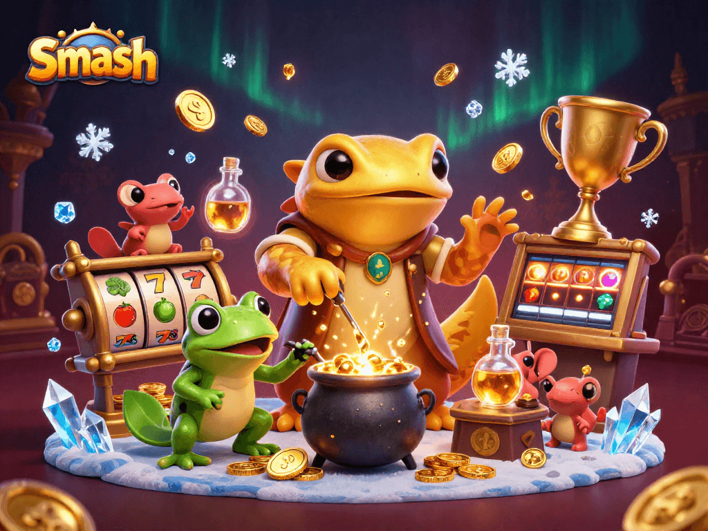 Win big with Smash Casino's exciting games and dynamic promotions inside a magical 3D scene