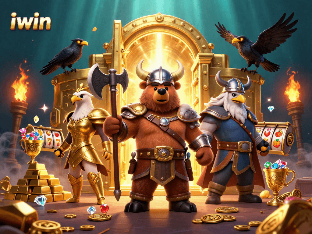 Spin the iwin slots with Viking warriors and treasures gleaming in a magical casino