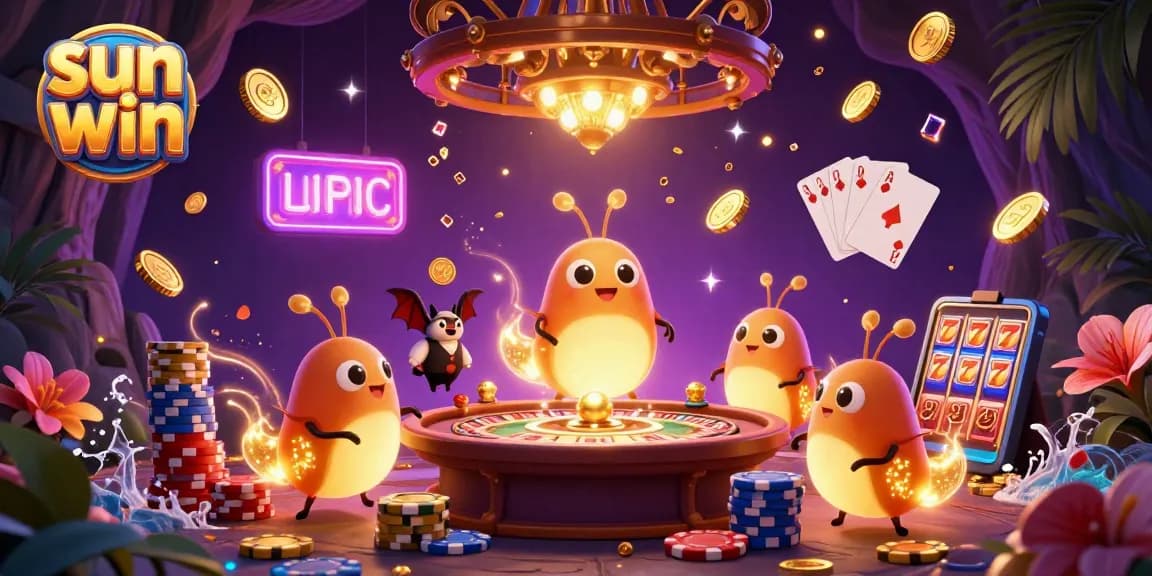 Experience sun win excitement as glowworms light up a casino with sparkling gems and golden coins.