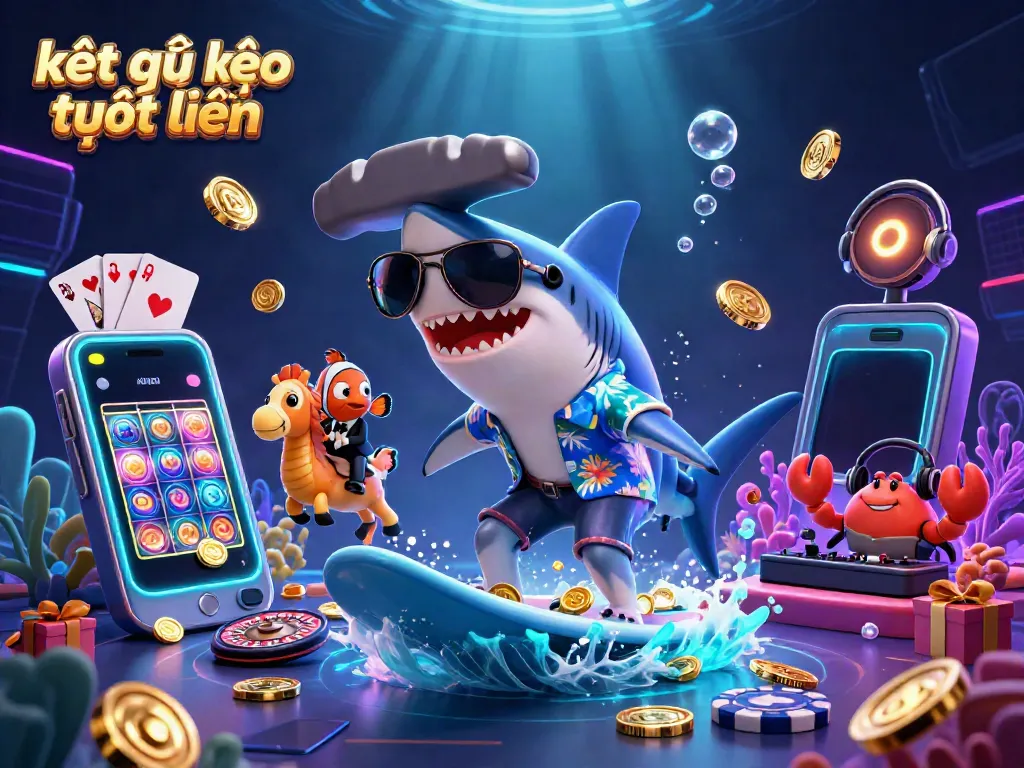 Experience kết quả kèo trực tuyến with vibrant 3D casino-themed underwater scene filled with dynamic gaming elements.