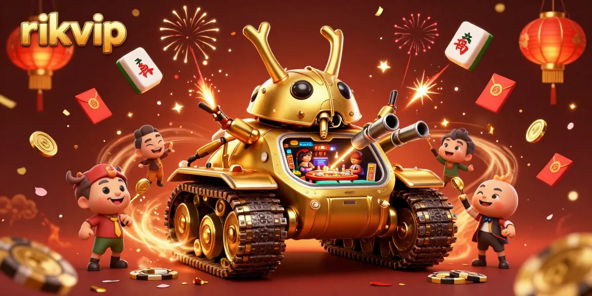 Experience the excitement at rikvip with a dazzling casino illustration featuring a golden beetle tank.