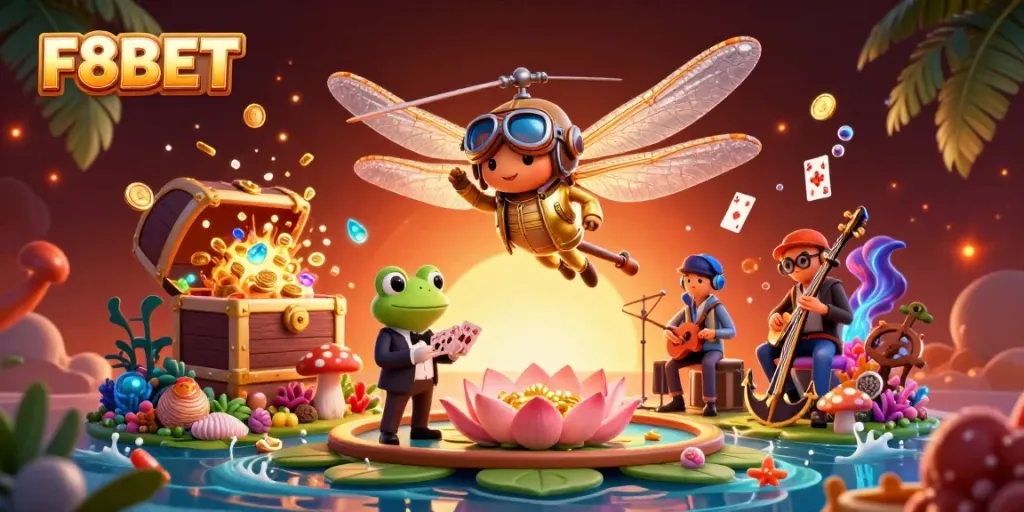 Experience thrilling action in F8BET casino with vibrant scenes showcasing gaming excitement.