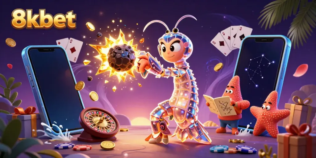 Experience the thrill of 8xbet with a galactic mantis shrimp battling asteroids while winning big!