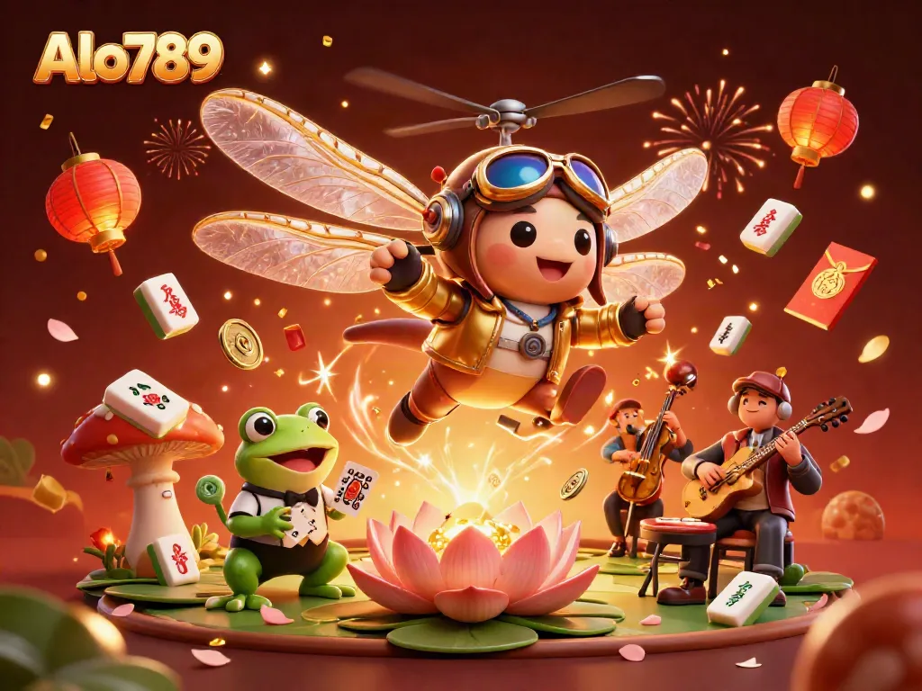 Alo789 brings excitement with a lively 3D casino scene featuring unique characters and vibrant elements.