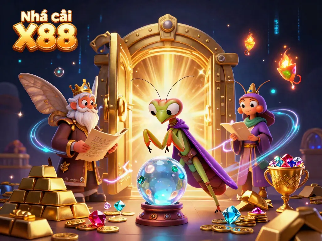 Join the mystical fortune teller and wise moth librarian in the magical world of Nhà cái X88.