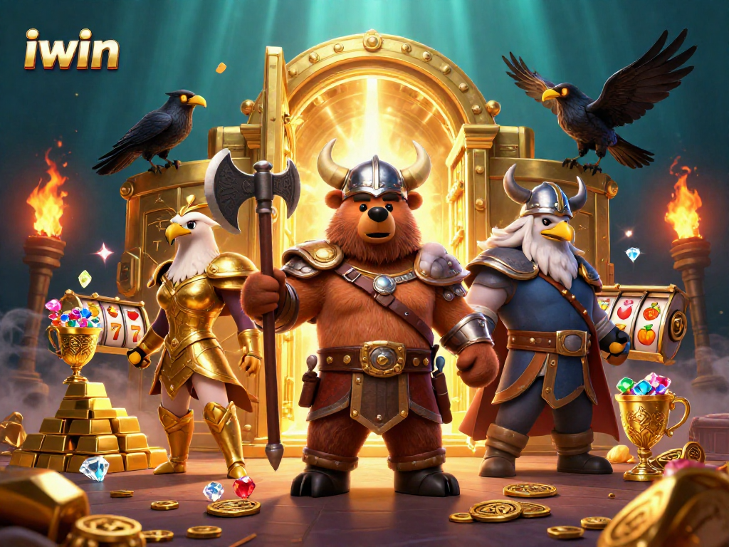 Spin the iwin slots with Viking warriors and treasures gleaming in a magical casino