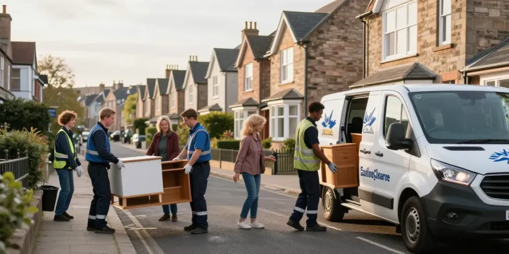 House Clearance Edinburgh team performing a full house clearance with care in a residential area.