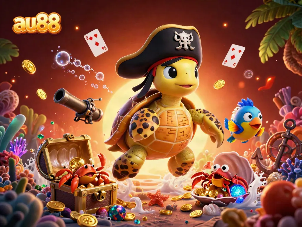 Engage in thrilling casino adventures with au88's vibrant underwater scene featuring pirate characters and treasure.