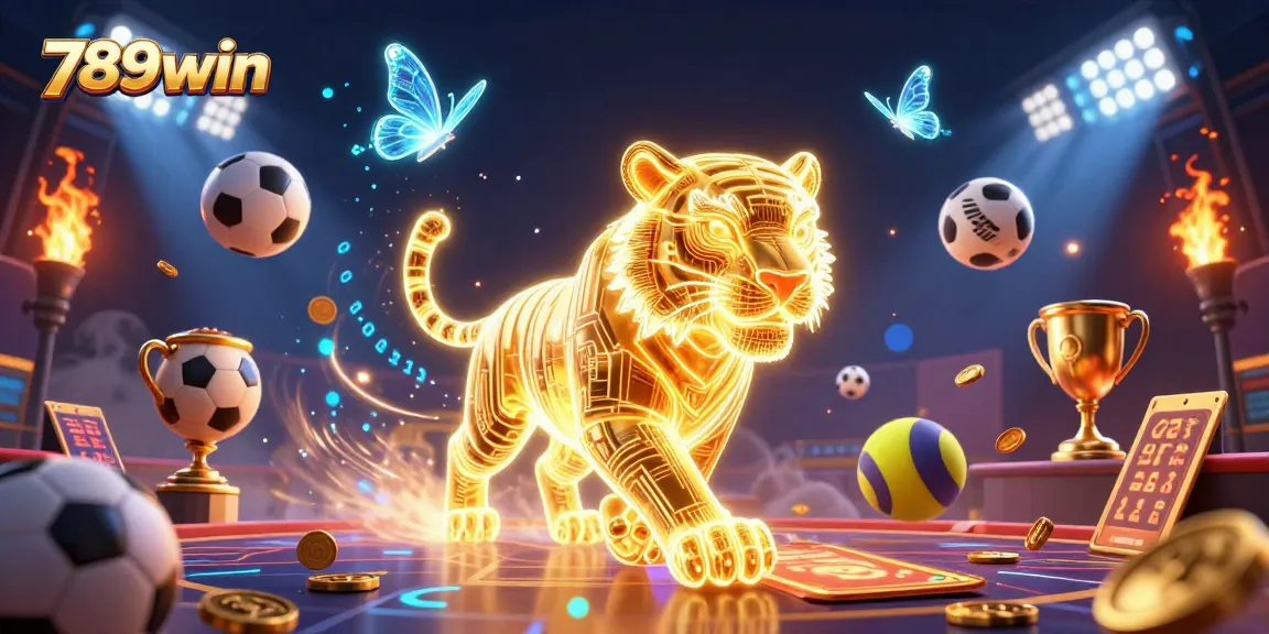 Engage in an exciting 789win gaming experience with a vibrant tiger in a mystical casino.