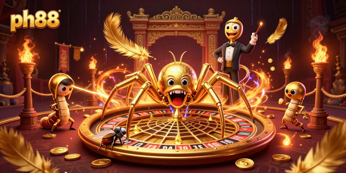 Experience excitement at ph88 with a cartoon spider and croupier creating thrills in dynamic betting.