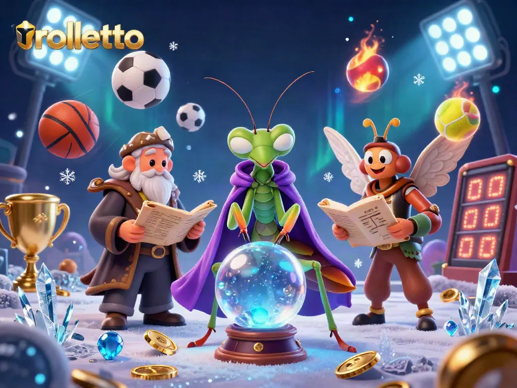 Experience rolletto's thrilling gaming with a dynamic scene of fortune teller and sports elements.