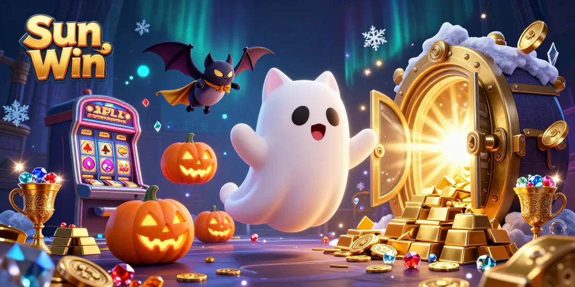 Experience the thrill of Sun Win in a haunted casino with ghostly characters and treasure.