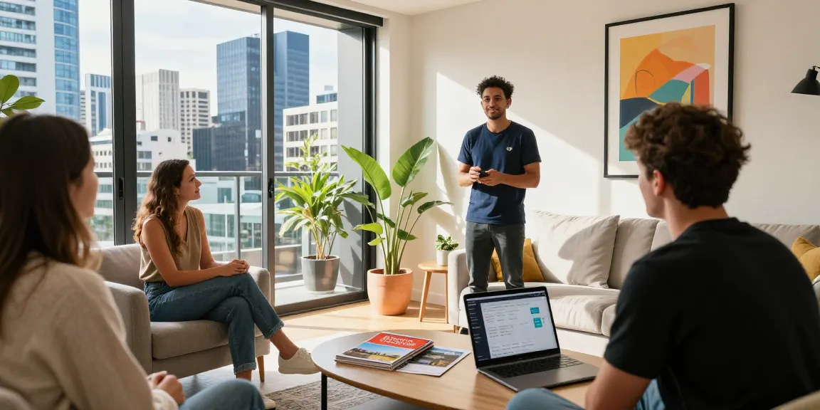 Airbnb co-hosting in Melbourne with a local host welcoming guests in a stylish apartment.