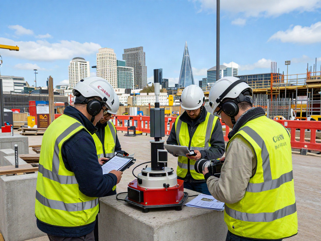 GPR Survey London team using advanced equipment at a construction site.