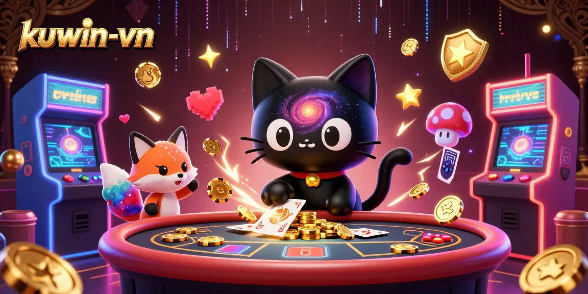 Experience thrilling gameplay at kuwin-vn with a cosmic cat and vibrant gambling elements!