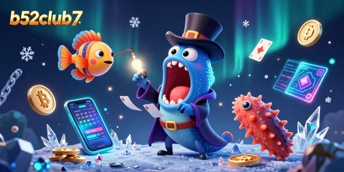Bets on b52club7 while watching a deep-sea magic act with Bitcoin coins floating around.