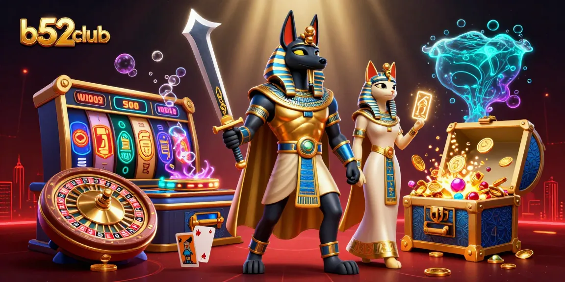 Bets at b52club featuring a lively casino ambiance with golden treasures and vibrant gaming elements