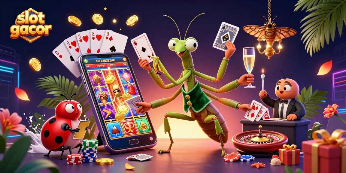 Engage with the vibrant slot gacor scene featuring unique characters in a lively casino environment.