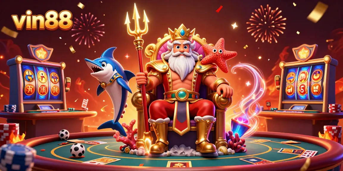 Players enjoy thrilling casino games at vin88 featuring vibrant elements and 3D characters.