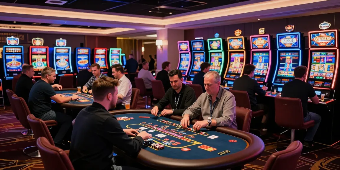 Dynamic gaming scene at a vibrant non UK casino with players engaged in exciting gameplay.