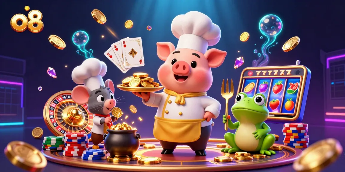 Watch o8 offer stunning slot games with gold coins, playing cards, and lively characters.