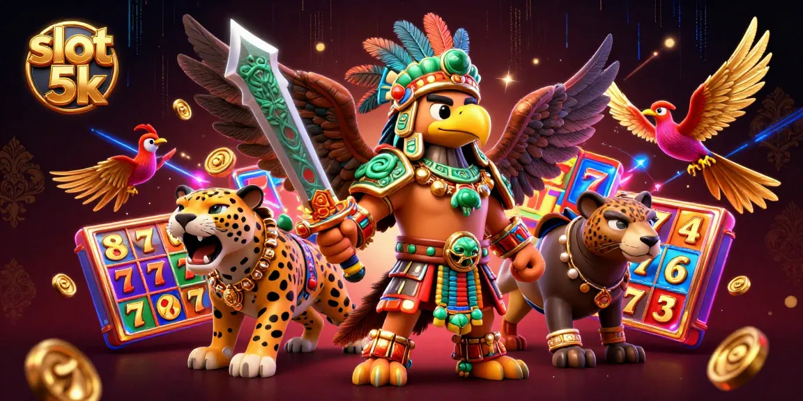 Experience the thrill of slot 5k with this vibrant scene featuring colorful slot reels and dynamic characters.