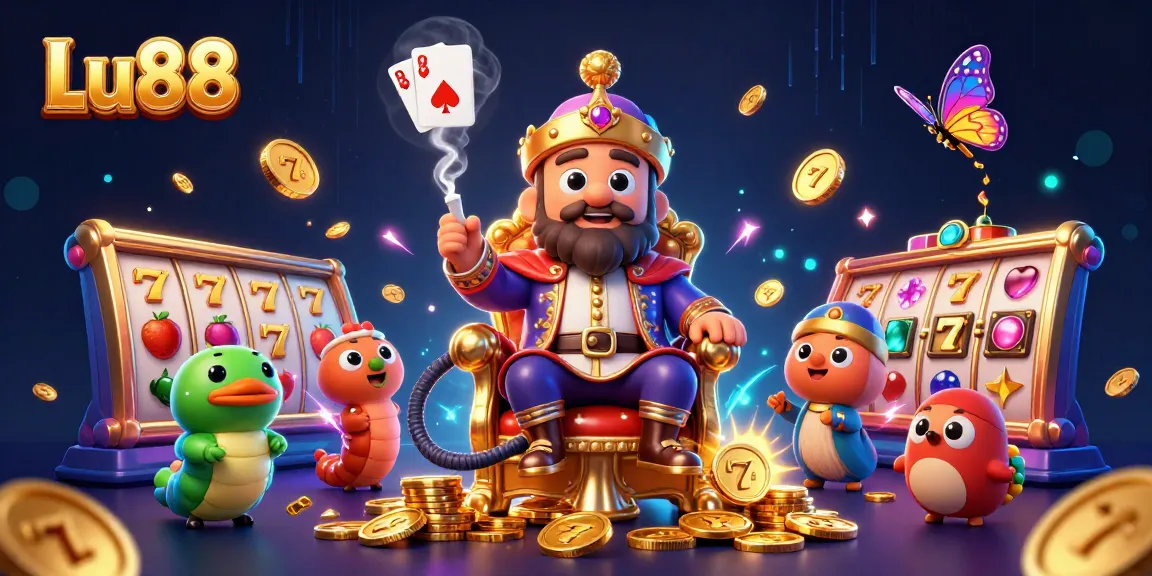 Experience exhilarating wins at Lu88 with vibrant slot reels surrounded by dynamic casino elements.