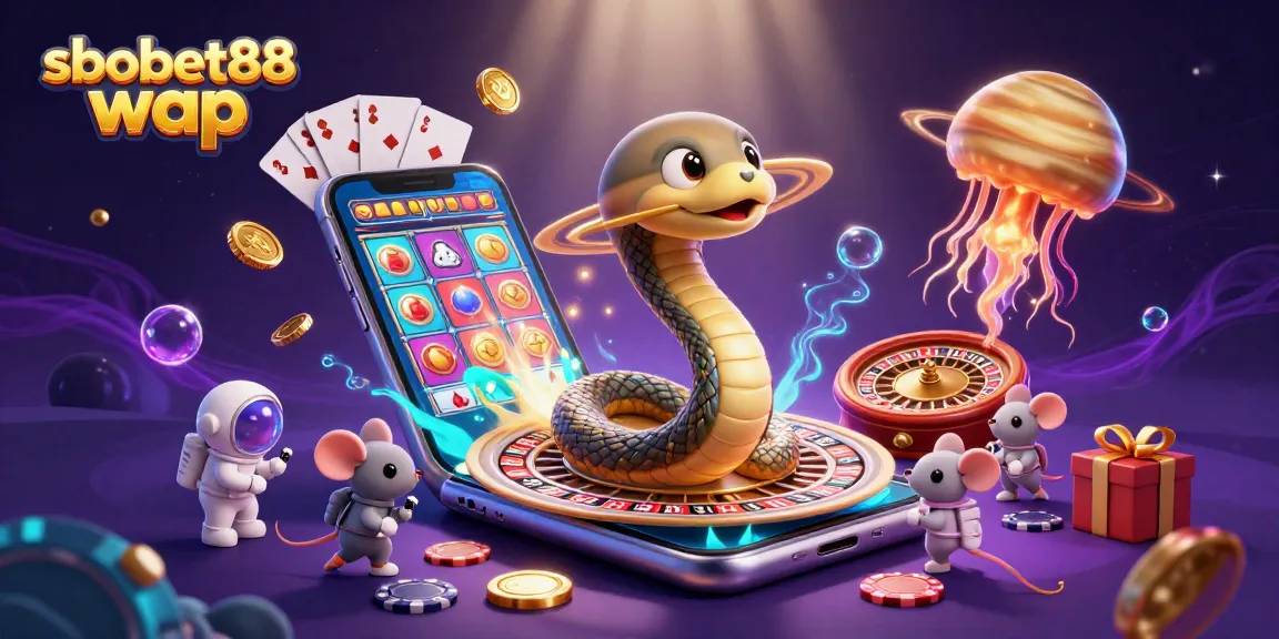 Place your bets with sbobet88 wap in this vibrant cosmic casino scene featuring cartoon elements.