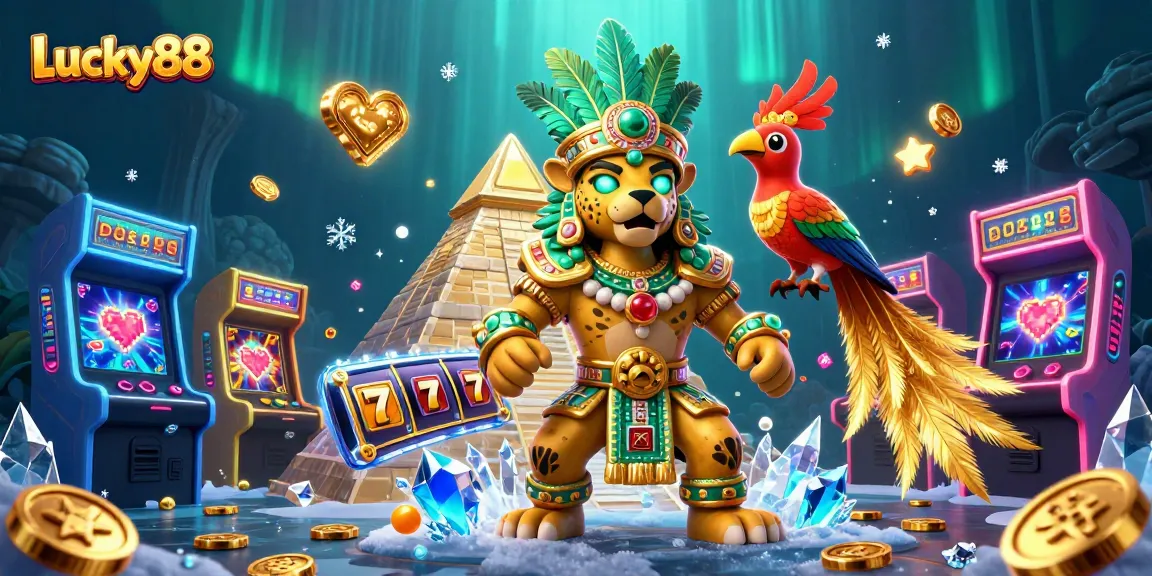 Play Lucky88 slots with immersive 3D characters and vibrant casino elements around a jackpot scene.