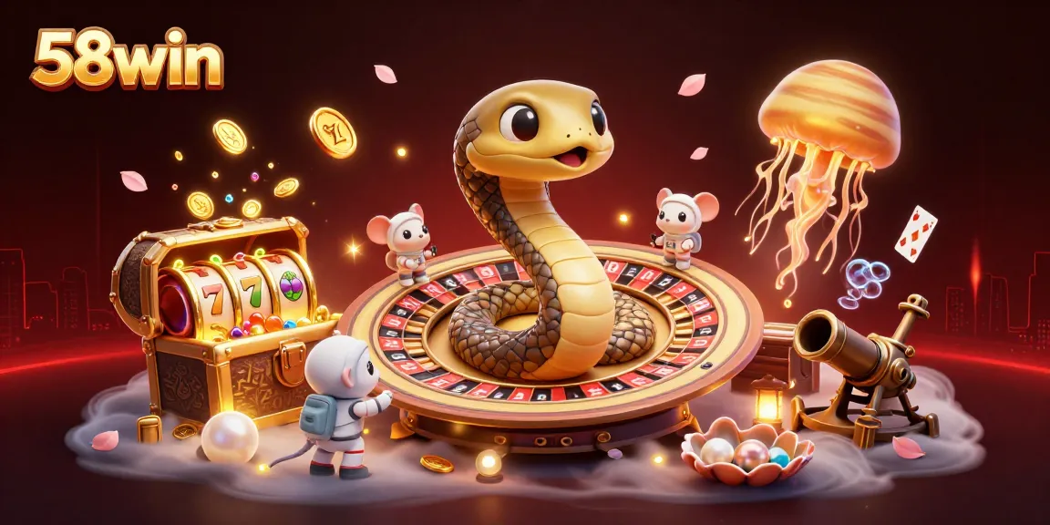Experience thrilling slots at 58win with an engaging 3D casino scene filled with action and excitement.