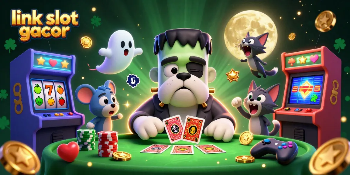 Engage with link slot gacor at a vibrant gaming table featuring unique 3D characters and casino elements.