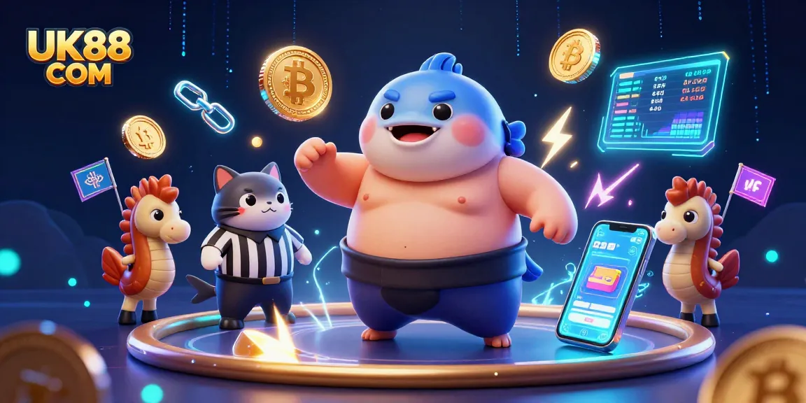 Experience the thrill of UK88 COM with a dynamic underwater casino scene featuring crypto elements.