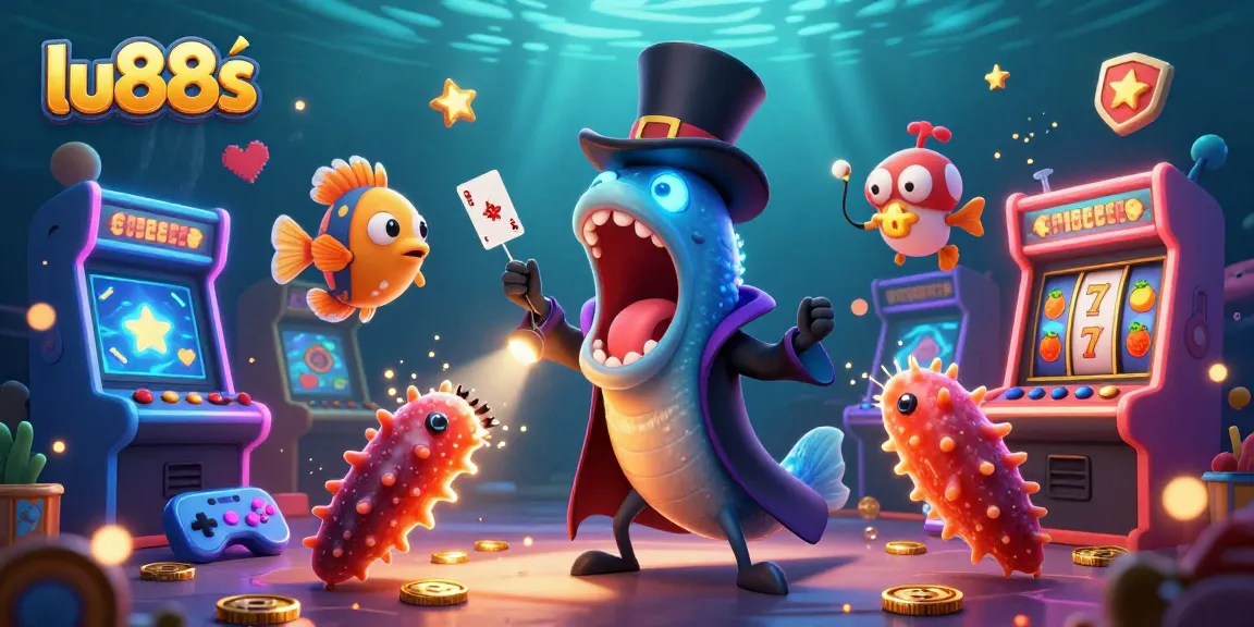 Experience thrilling lu88s gameplay with our animated aquatic casino scene featuring magical characters.