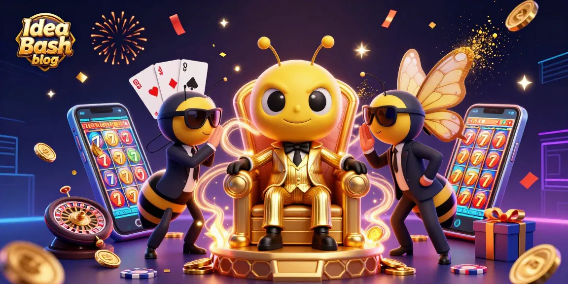 Spin to win at Idea Bash blog with a vibrant 3D scene featuring the bumblebee mob boss and exciting gambling action.