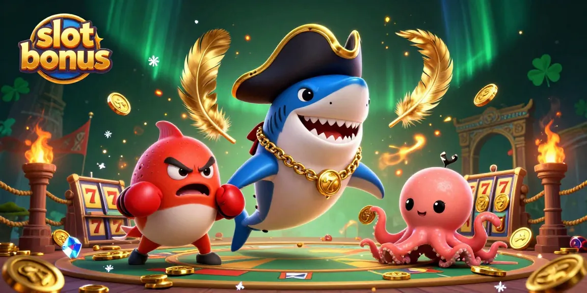 Engage in the excitement of slot bonus with vibrant 3D characters and playful casino elements.